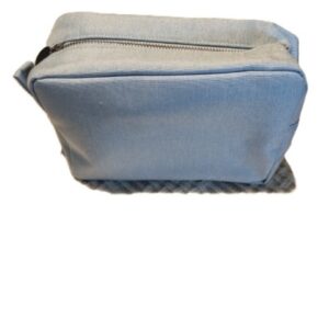 Light Blue Linen Cosmetic Bag