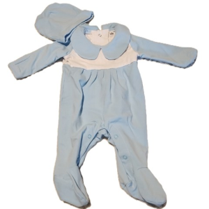 Blue and White Onesie with Cap Size 0-3 Months