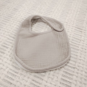 Muslin Bib w/ Neck Strap Light Gray 7.75 X 6.25 inches