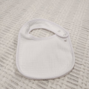 Muslin Bib w/ Neck Strap White 7.75 X 6.25 inches