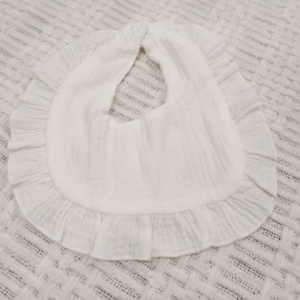 Muslin Ruffle Bib White 9.25 x 10.25