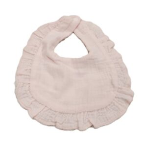 Muslin Ruffle Bib Pale Pink 9.25 x 10.25