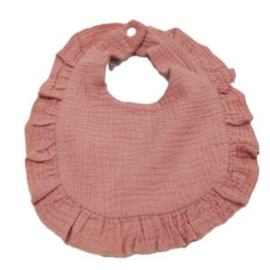 Muslin Ruffle Bib Rose Red 9.25 x 10.25