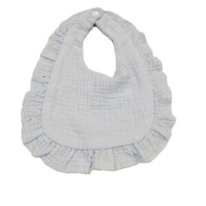 Muslin Ruffle Bib Baby Blue 9.25 x 10.25