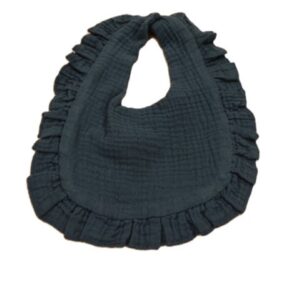 Muslin Ruffle Bib Dark Teal Blue 9.25 x 10.25