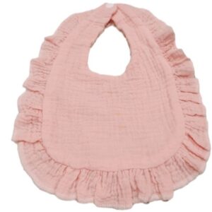 Muslin Ruffle Bib Dark Pink 9.25 x 10.25