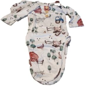 Farm Animal Tie Knot Gown with Cap and Button Detail Size 6-9 Mon