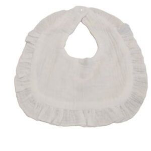 Muslin Ruffled White Bib 9 x 9.25 inches