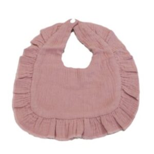 Muslin Ruffled Rose Red Bib 9.5 X 11 inches