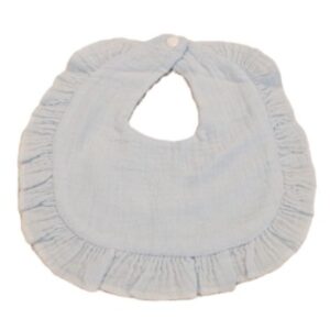 Muslin Ruffled Baby Blue Bib 9.5 X 11 inches