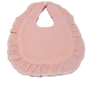 Muslin Ruffled Pink Bib 9.5 X 11 inches