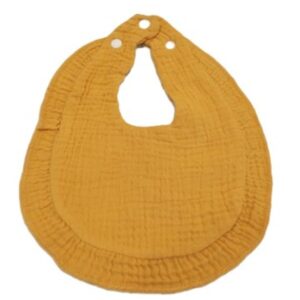 Muslin Ruffled Gold Bib 9.5 X 11 inches