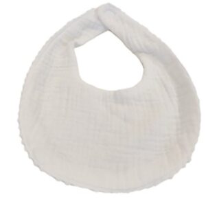 White Muslin Bib with Popcorn Trim 8 X 9.5 inches