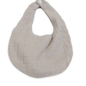 Gray Muslin Bib with Popcorn Trim 8 X 9.5 inches