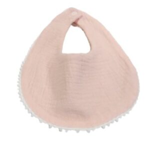 Dark Pink Muslin Bib with Popcorn Trim 8 X 9.5 inches