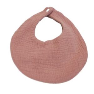 Rose Red Muslin Bib with Popcorn Trim 8 X 9.5 inches