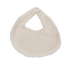 Cream Muslin Bib with Popcorn Trim 8 X 9.5 inches