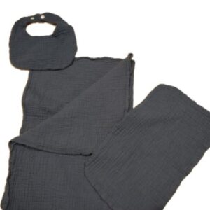 Marine Blue Muslin Blanket, Burp Cloth and Bib Set - Boys