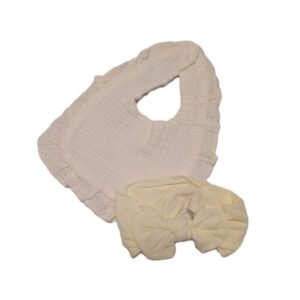 Muslin Ruffle Bib Pale Yellow 9.25 x 10.25 with Bow Headband