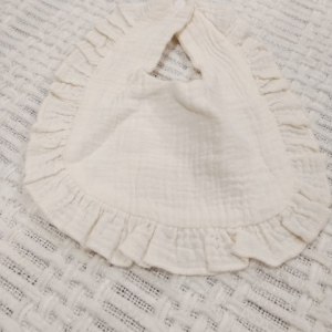 Muslin Ruffle Bib Cream 9.25 x 10.25 inches