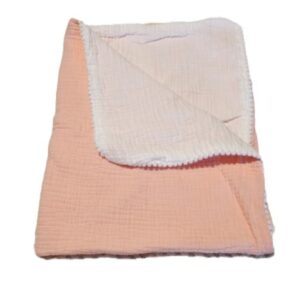 Infant Muslin Blanket Coral Small With Popcorn Trim