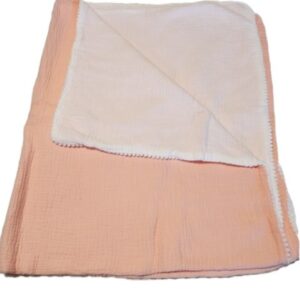 Infant Muslin Blanket Coral Small With Lace Trim