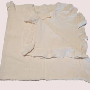 Cream Muslin Ruffled Blanket 40 x 40 Inches
