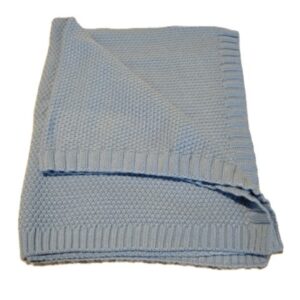 Blue Waffle Sweater Knit Blanket 36 X 36 Inches