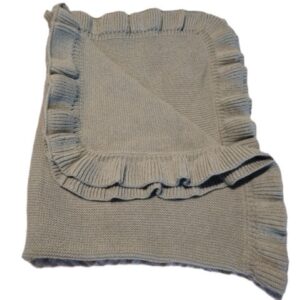 Light Green Ruffled Sweater Knit Blanket 28 X 36 Inches