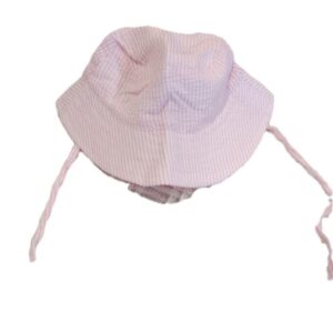 Pink and White Seersucker Hat with Ties