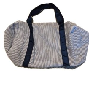 Blue and White Seersucker Duffle Bag