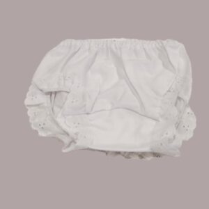 White Cotton Panty With Eyelet Trim Size  12-18 months or 26 lbs.