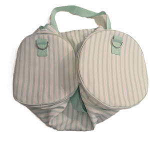 Mint Green and White Stripe Duffle Bag