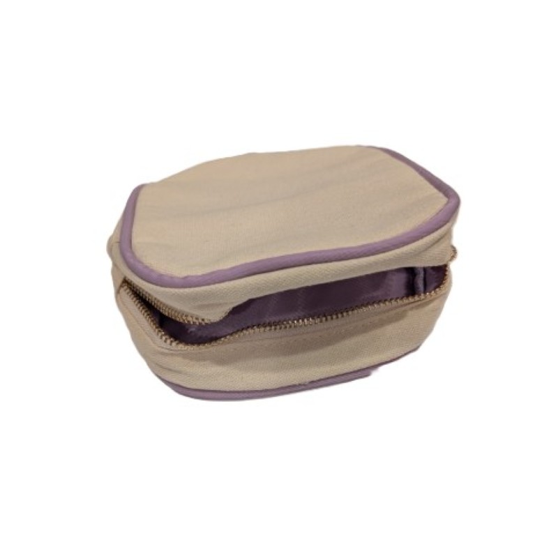 Cream with Lavender Trim and Lining  Travel Bag