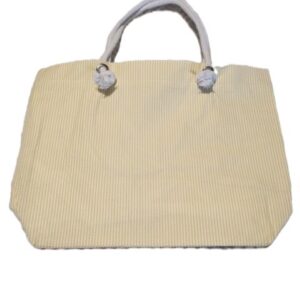 Yellow and White Seersucker Beach Bag 17.5 x 12.5 Inches