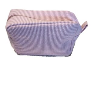 Pink Seersucker Cosmetic Bag