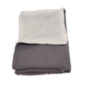Dark Gray Muslin Blanket with Popcorn Trim 24 x 28 inches