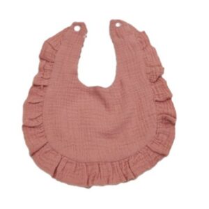 Muslin Ruffled Rose Red Baby Bib 5.5 X 8.25 inches
