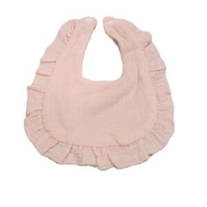 Muslin Ruffled Pink Baby Bib 6 X 8.5 inches