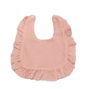 Muslin Ruffled Coral Bib 8.5 X 10 inches