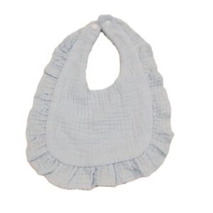 Muslin Ruffled Light Blue Bib 6 X 8.5 inches