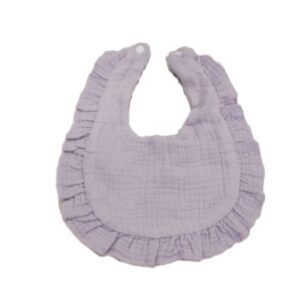 Muslin Ruffled Lavender Bib 6 X 8.5 inches