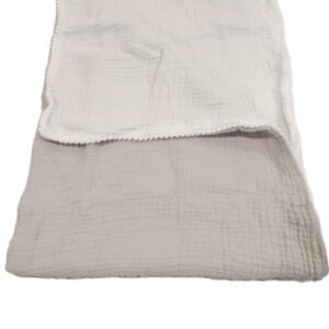 Light Gray Muslin Blanket with Popcorn Trim 24 x 28 inches