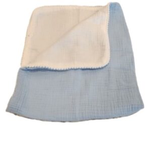 Muslin Blanket Blue Small with Popcorn Trim 27 x 30 inches