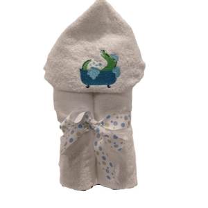 Alligator In Bubble Bath Towel Hooded Bath Towel