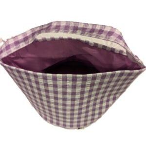 Purple and White Gingham Bucket Bag