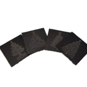 Assorted Christmas Trees Slate Coasters - Set of Four