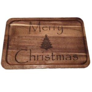 Merry Christmas Acacia Wood Tray - 12x8