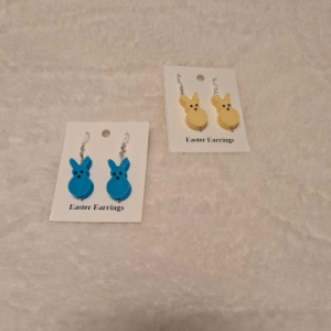 Easter Flat Bunny Earring - Blue