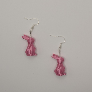 Standing Pink Bunny Earrings